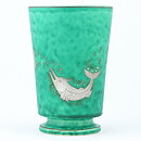 ヴィルヘルム・コーゲ  Argentaシリーズ  魚モチーフの緑色のベース  (16cm)  1937年