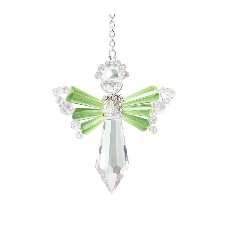 Solid Oak Crystal Angel Ornament Kit - August "peridot"