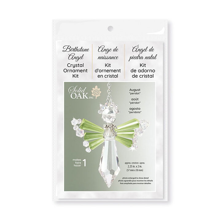 Solid Oak Crystal Angel Ornament Kit - August "peridot"