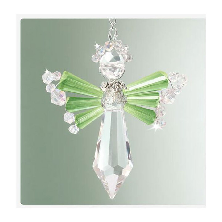 Solid Oak Crystal Angel Ornament Kit - August "peridot"