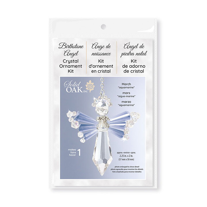 Solid Oak Crystal Angel Ornament Kit - March "aquamarine"