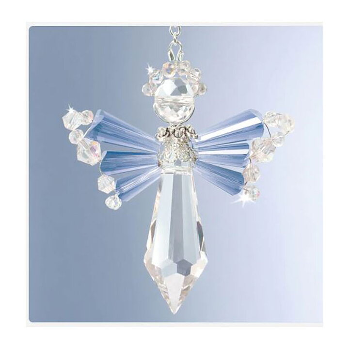 Solid Oak Crystal Angel Ornament Kit - March "aquamarine"