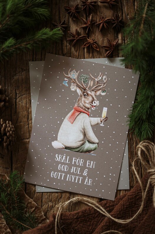 Majas Julkort - Skål för en God Jul & Gott nytt år!