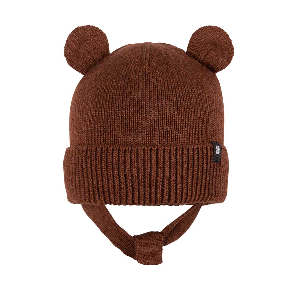Baby mössa  med öron i ekologisk ullsilke från Pure Pure - coffe brown