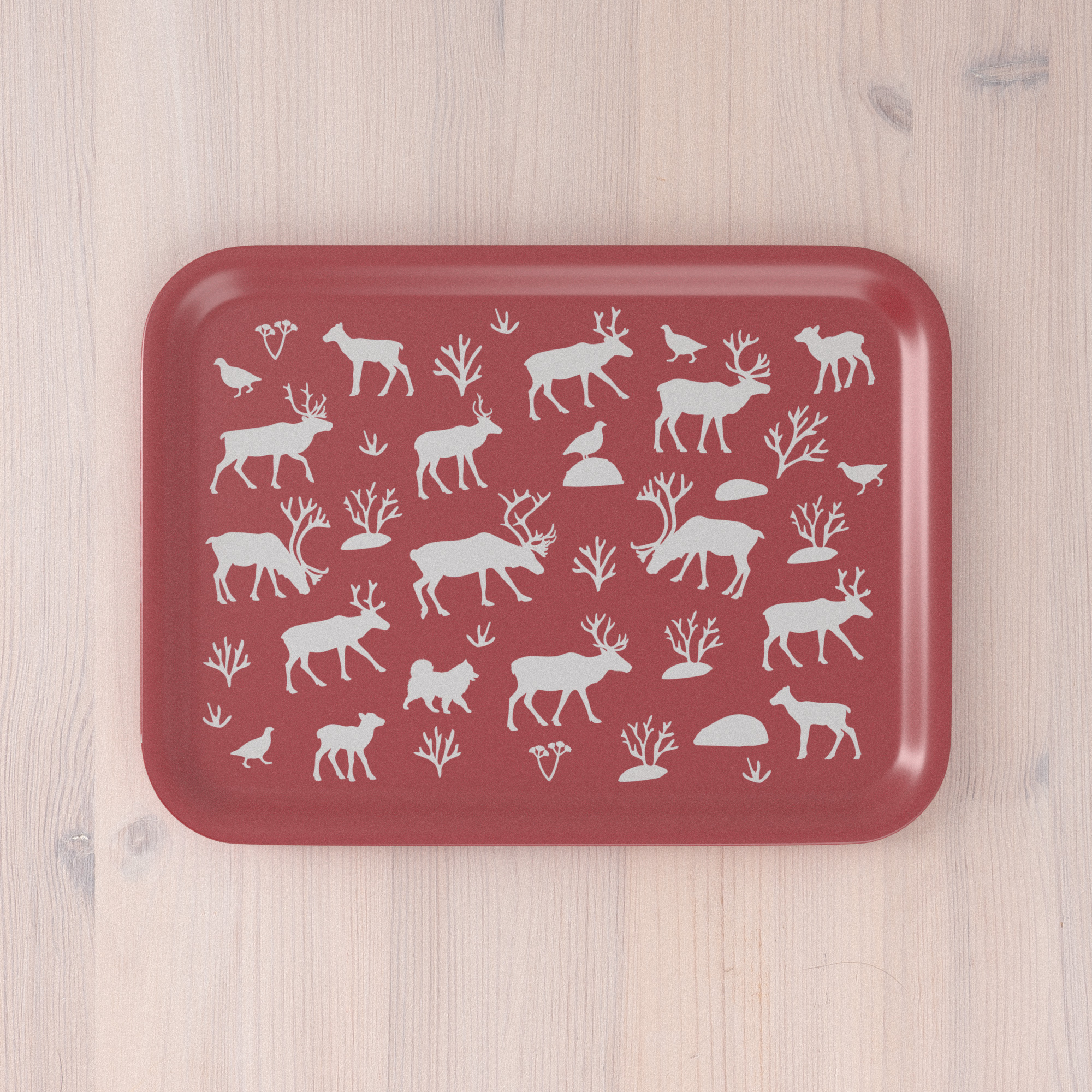 Tablett Rentierglück 27x20 Rot
