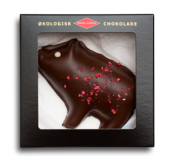 Marsipangris hallonlikör & 72% mörk choklad 45g x12, EKO