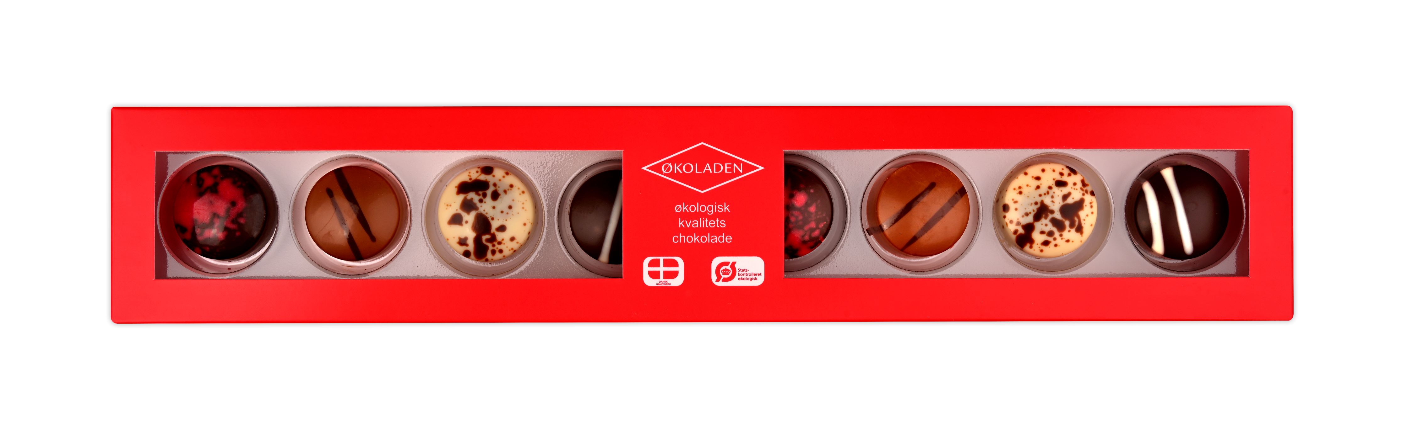 Fylld choklad i röd presentask 65g x6, EKO