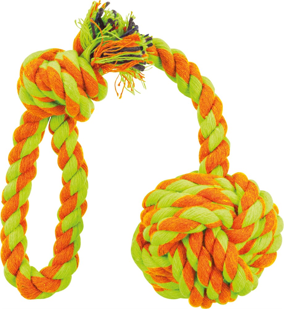 Trixie Rope Ball Dog Toy 5.5/30 cm - Lime/Orange