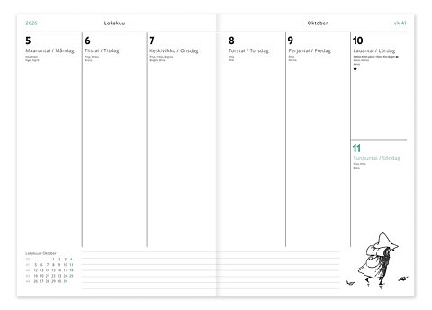 Mumin veckodagbok 2026 - Mumin kalender 