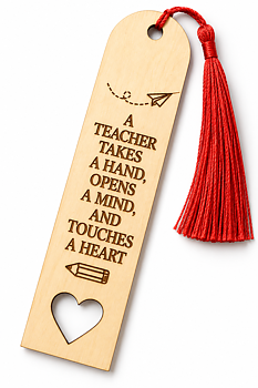 Bokmärke i trä – A teacher takes a hand | Tackpresent till lärare