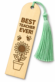 Bokmärke i trä – Best teacher ever | Tackpresent till lärare