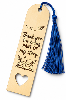 Bokmärke i trä – Thank you for being part of my story | Tackpresent till lärare