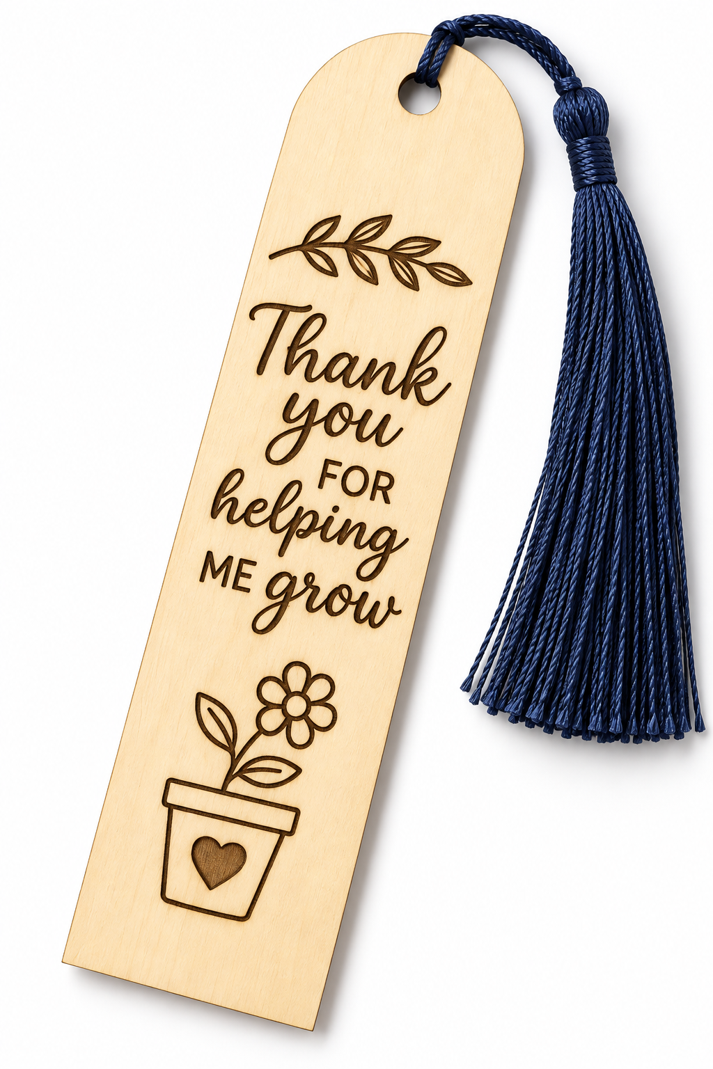 Bokmärke i trä – Thank you for helping me grow | Tackpresent till lärare