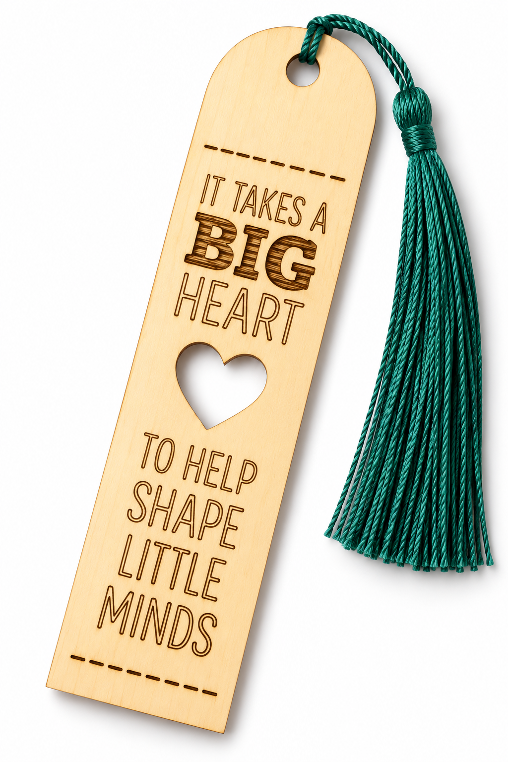 Bokmärke i trä – It takes a big heart | Tackpresent till lärare