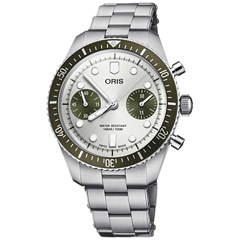 01 771 7791 4051-07 8 20 18 Oris Divers Sixty-Five Chronograph 40 grön