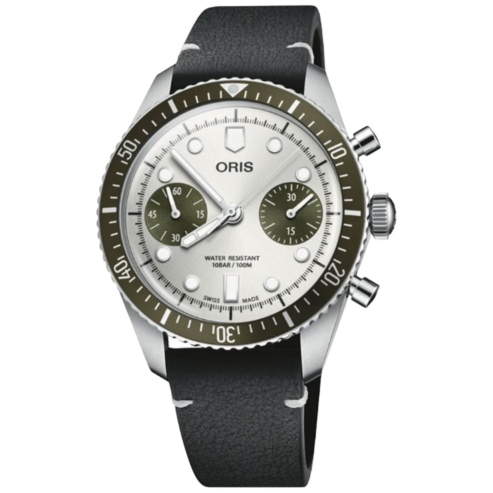 01 771 7791 4051-07 6 20 01 Oris Divers Sixty-Five Chronograph 40 grön