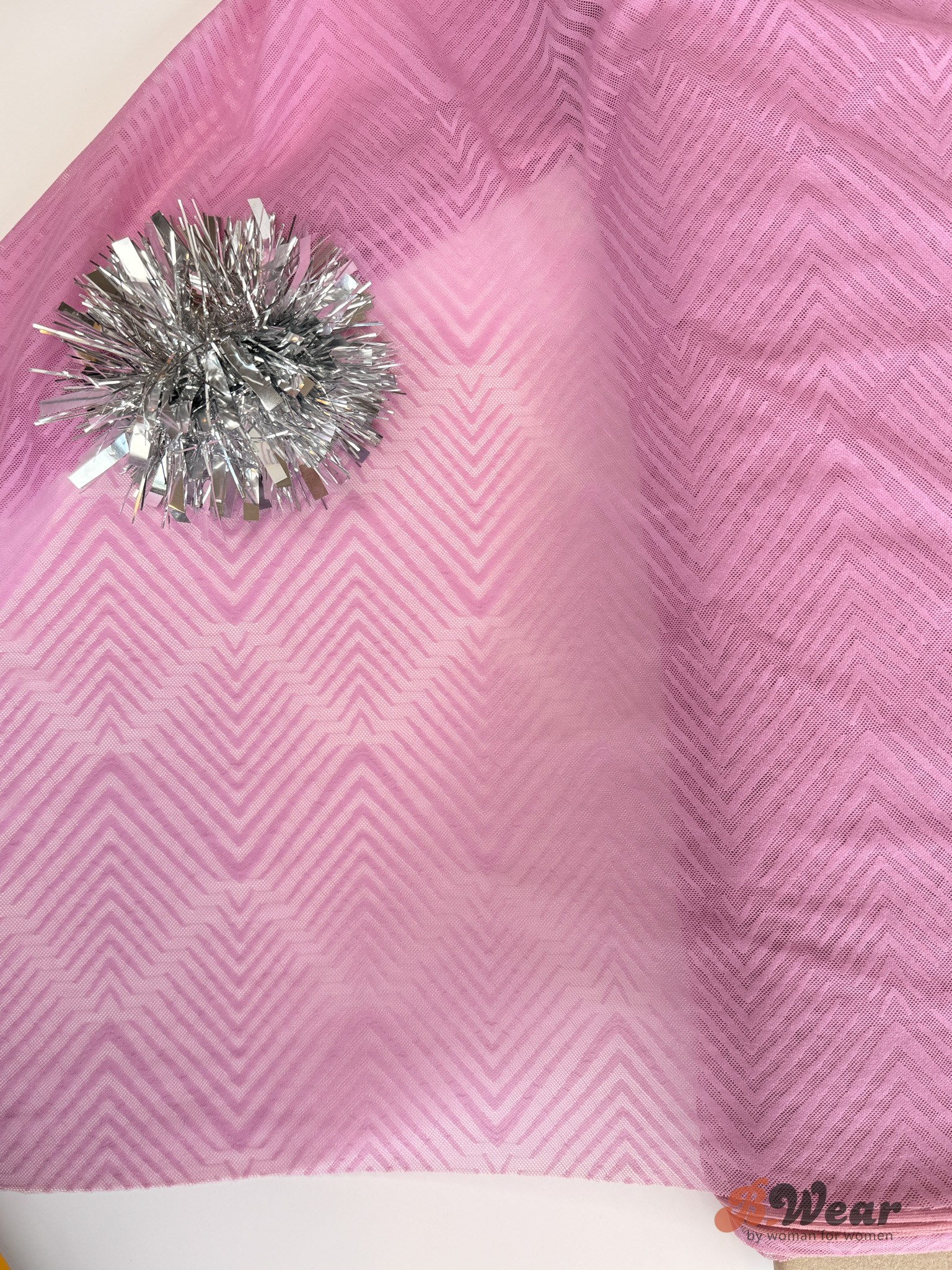Rosa stretch mesh med mönster