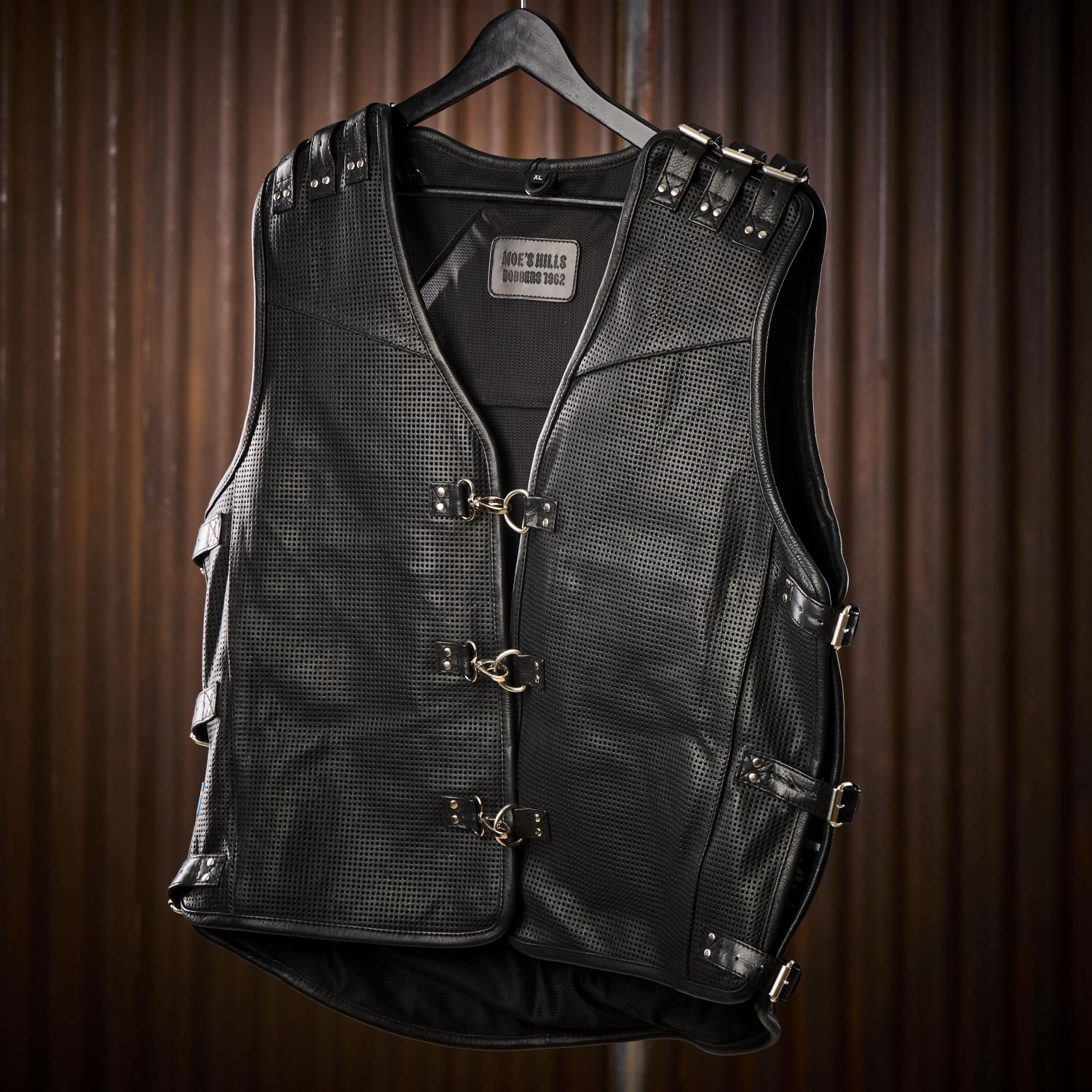 MOE'S HILLS BOBBER'S LEATHER RIDING VEST – BLACK-GREY - 3
