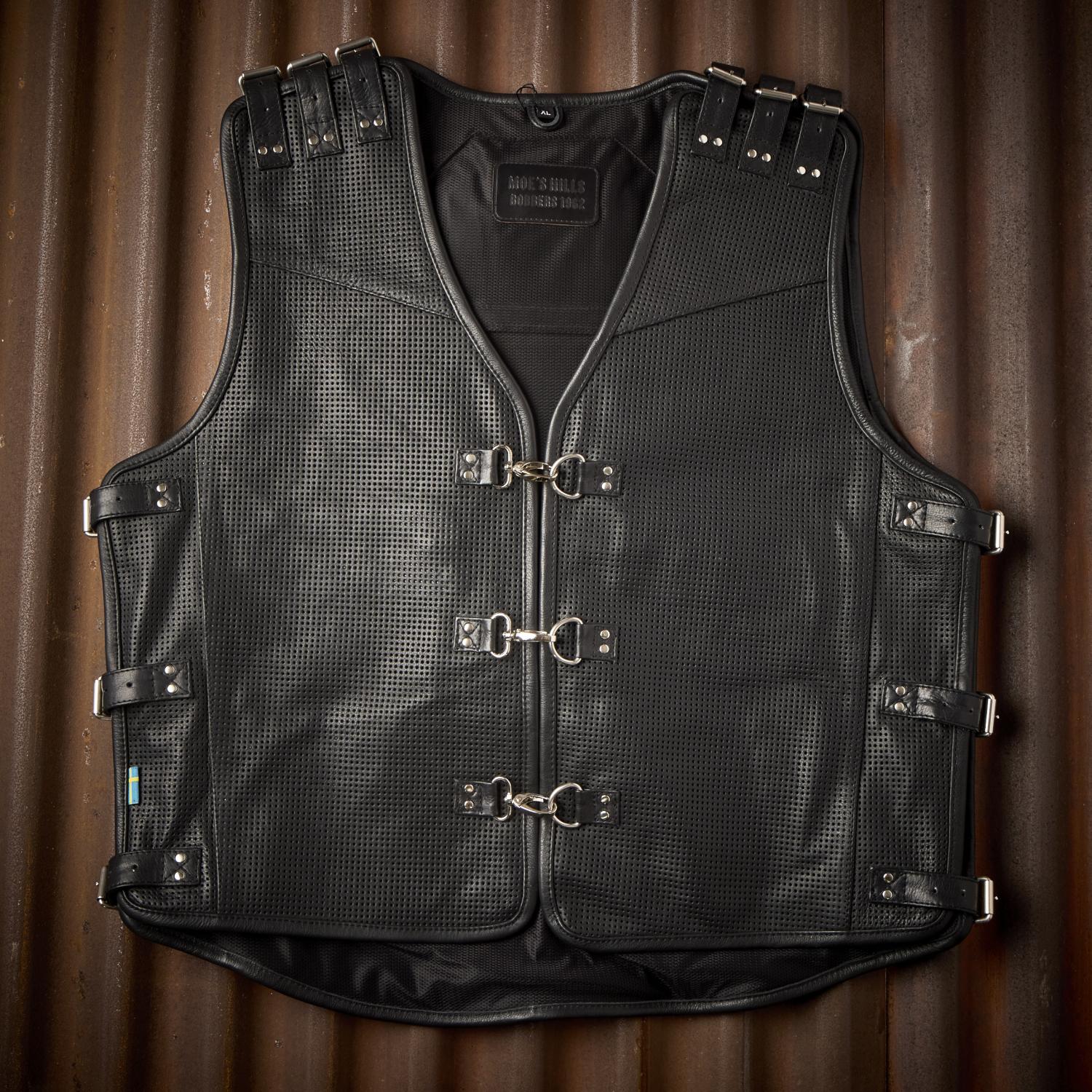 MOE'S HILLS BOBBER'S LEATHER RIDING VEST – BLACK-GREY - 2