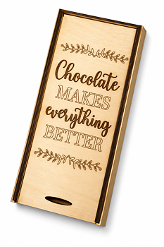 Chokladask i trä – Chocolate Makes Everything Better | Chokladpresent