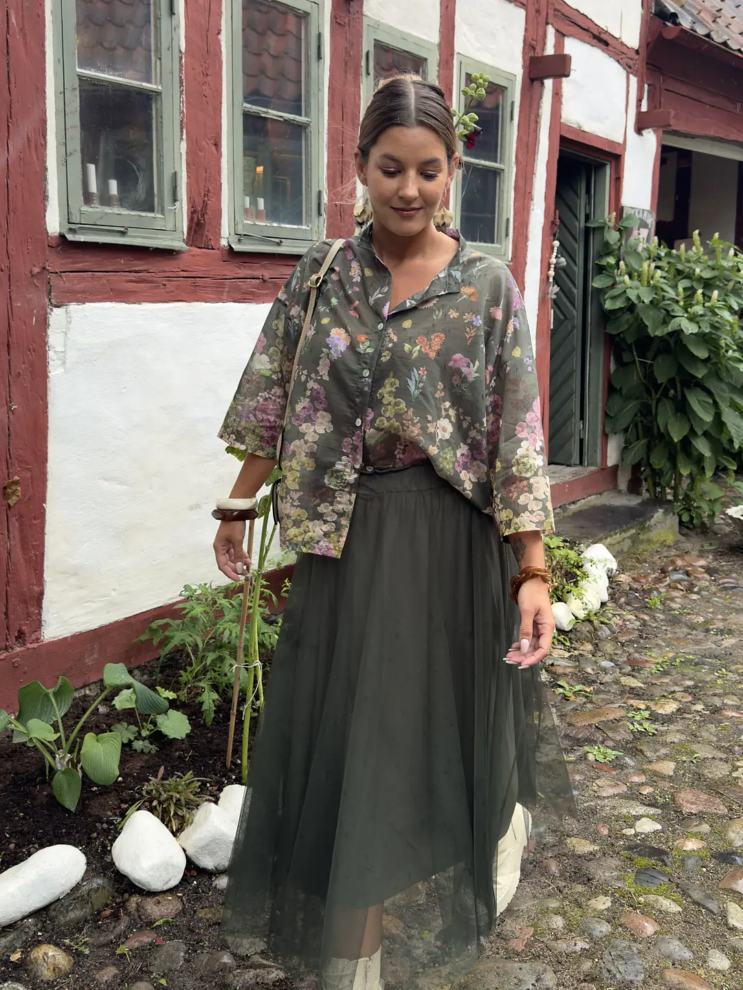 Maxi Skirt in Tulle Kaki - 2