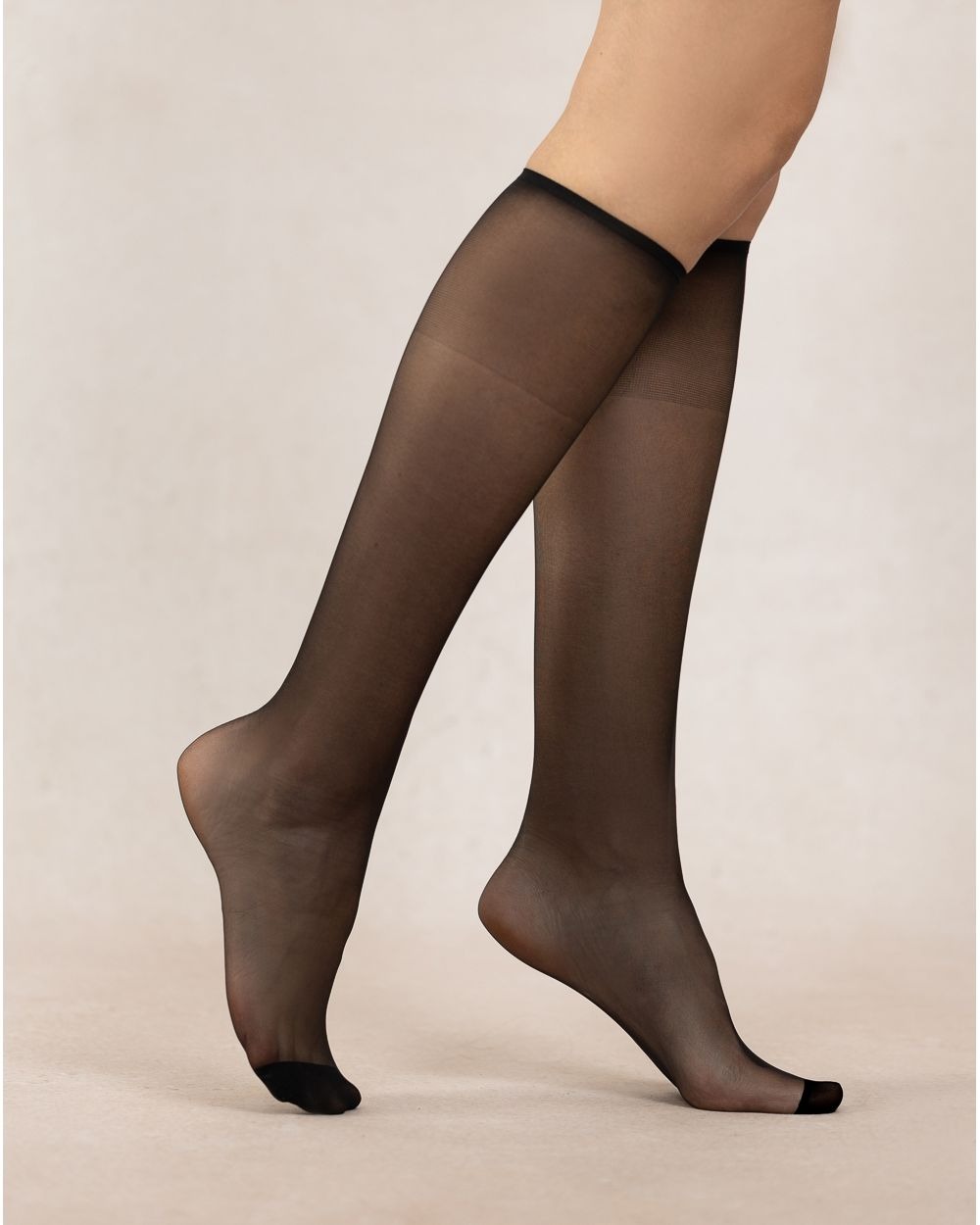 Knästrumpa Mi-bas Transparents 12D - Black - Bleuforêt