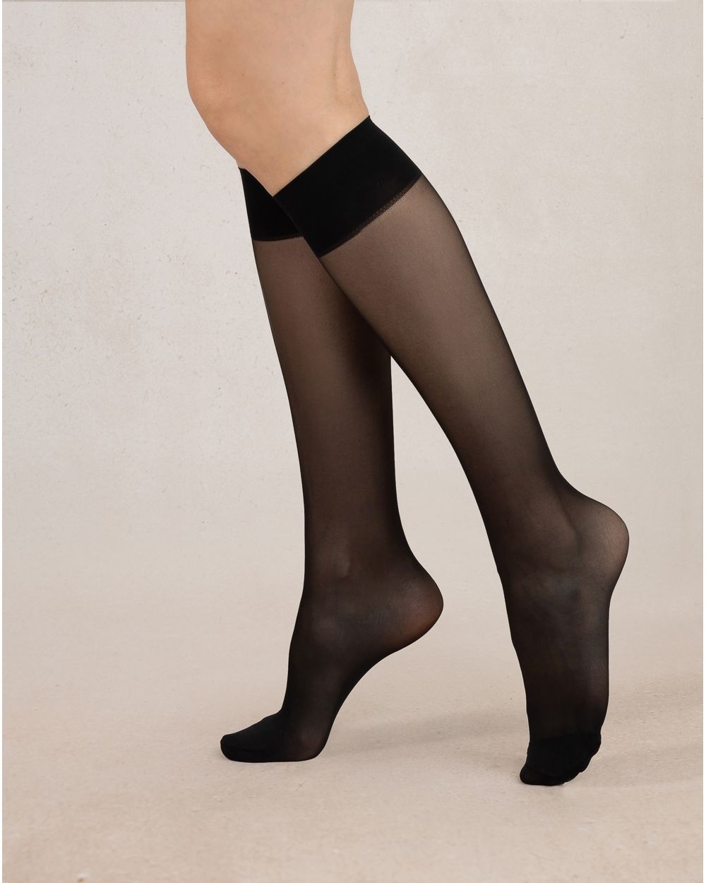 Knästrumpa Mi-bas Transparents 18D - Black - Bleuforêt