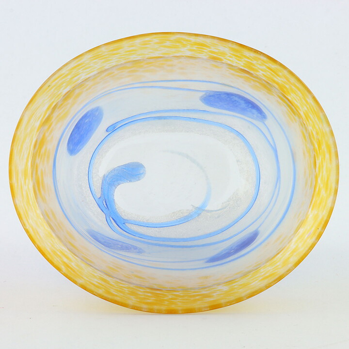 Bertil Vallien (Galaxy Blue 1982) Oval Bowl with Blue Abstract Decor 14/9 cm (2)