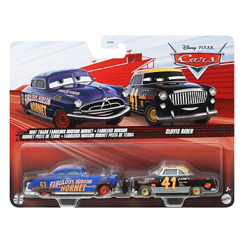 Disney Cars 2-pack Dirt Track Fabulous Hudson hornet & Clovis Rider