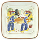Marianne Starck (1960s) Quadratic Wall Plaque with Fishermen 13 cm