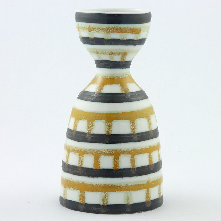 Alf Jarnestad (Alfa 1957) Modern Hourglass Vase with Yellow/Black Decor 17 cm