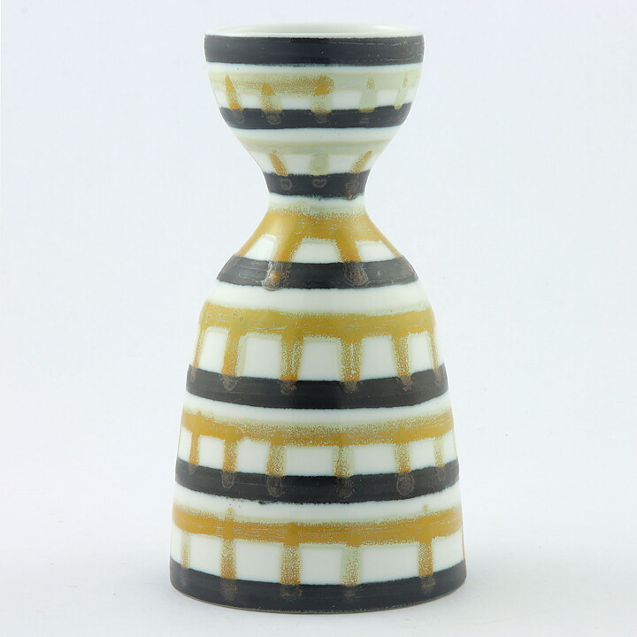 Alf Jarnestad (Alfa 1957) Modern Hourglass Vase with Yellow/Black Decor 17 cm