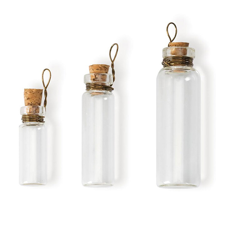 Solid Oak Steampunk Glass Accents - Labratory Bottles