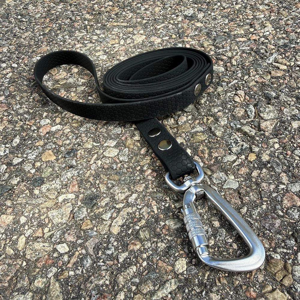 Svart hexakoppel mjukt skönt hundkoppel med rejäl hake