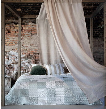 Överkast quilt pläd kuddfodral linblomsgrön shabby chic lantlig stil