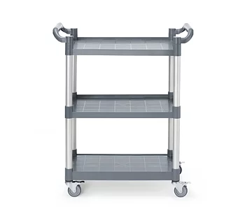 Polypropylene service cart with 3 shelves