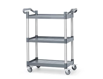 Polypropylene service cart with 3 shelves