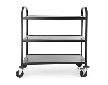 Serving trolley matt black with 3 shelves