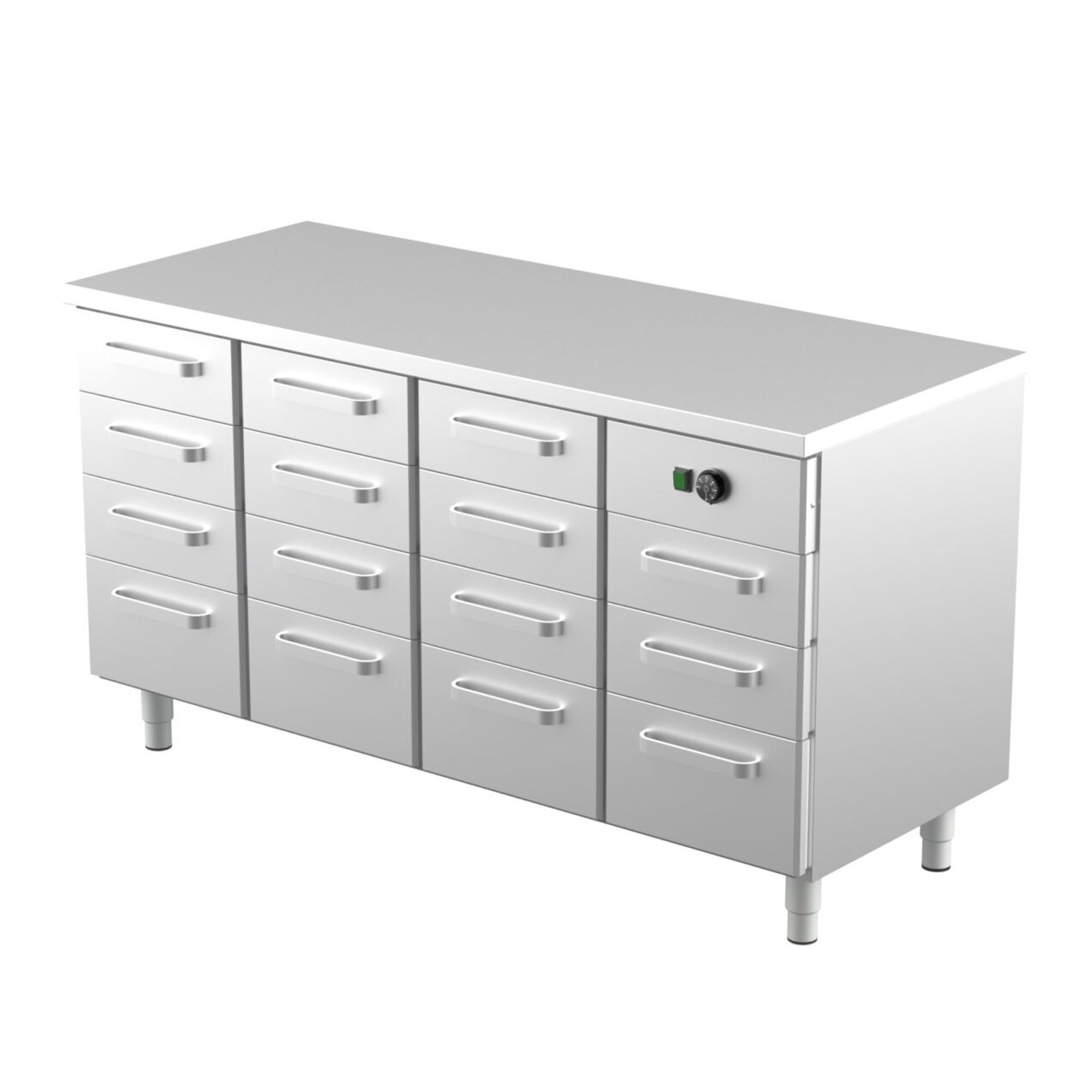 Warming cabinet, 11 drawers with frame for GN 1/1 100mm, 4pcs GN 1/1 150mm