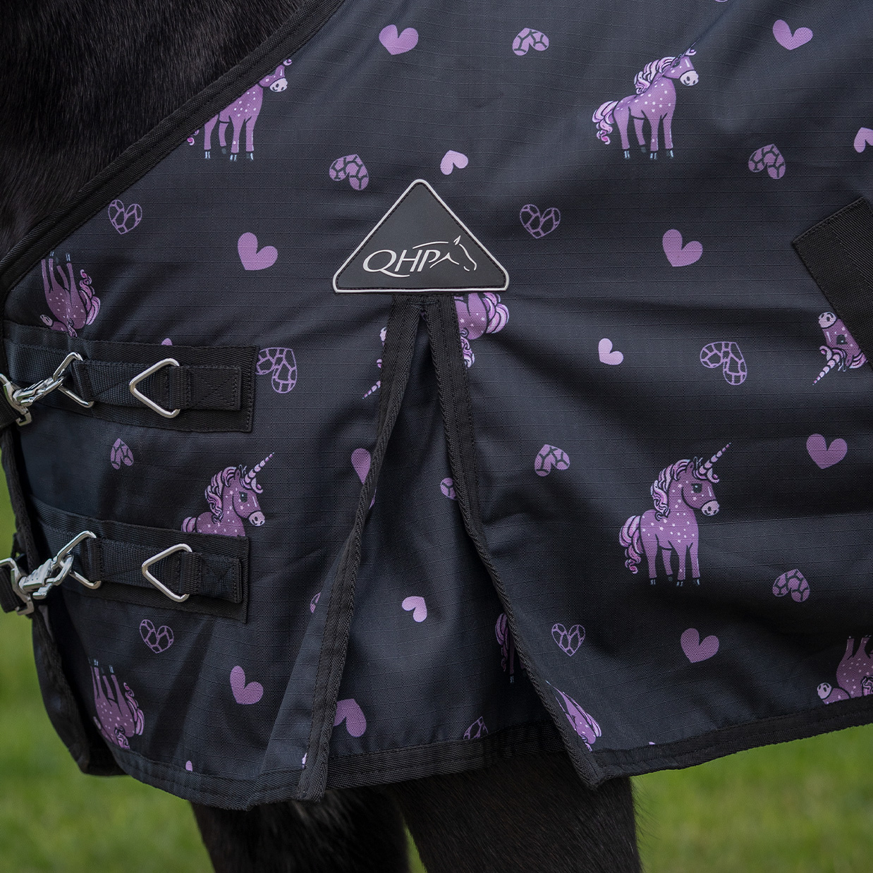 QHP Lize Outdoor Rug 100 g - Black/Purple - fleece