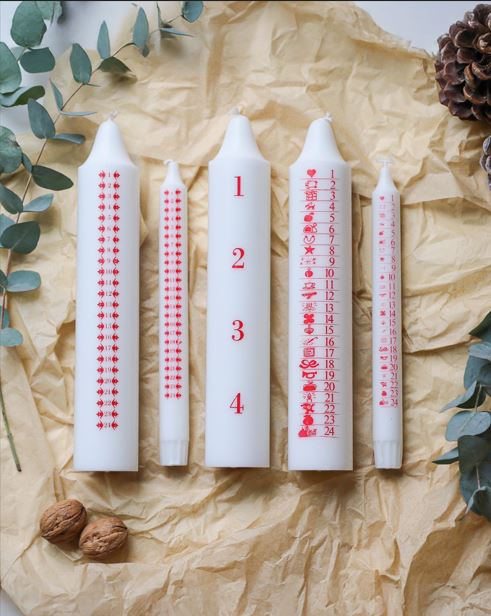 Adventskalenderljus Maxi Allmoge - Adventskerze aus 100 % Stearin - 3