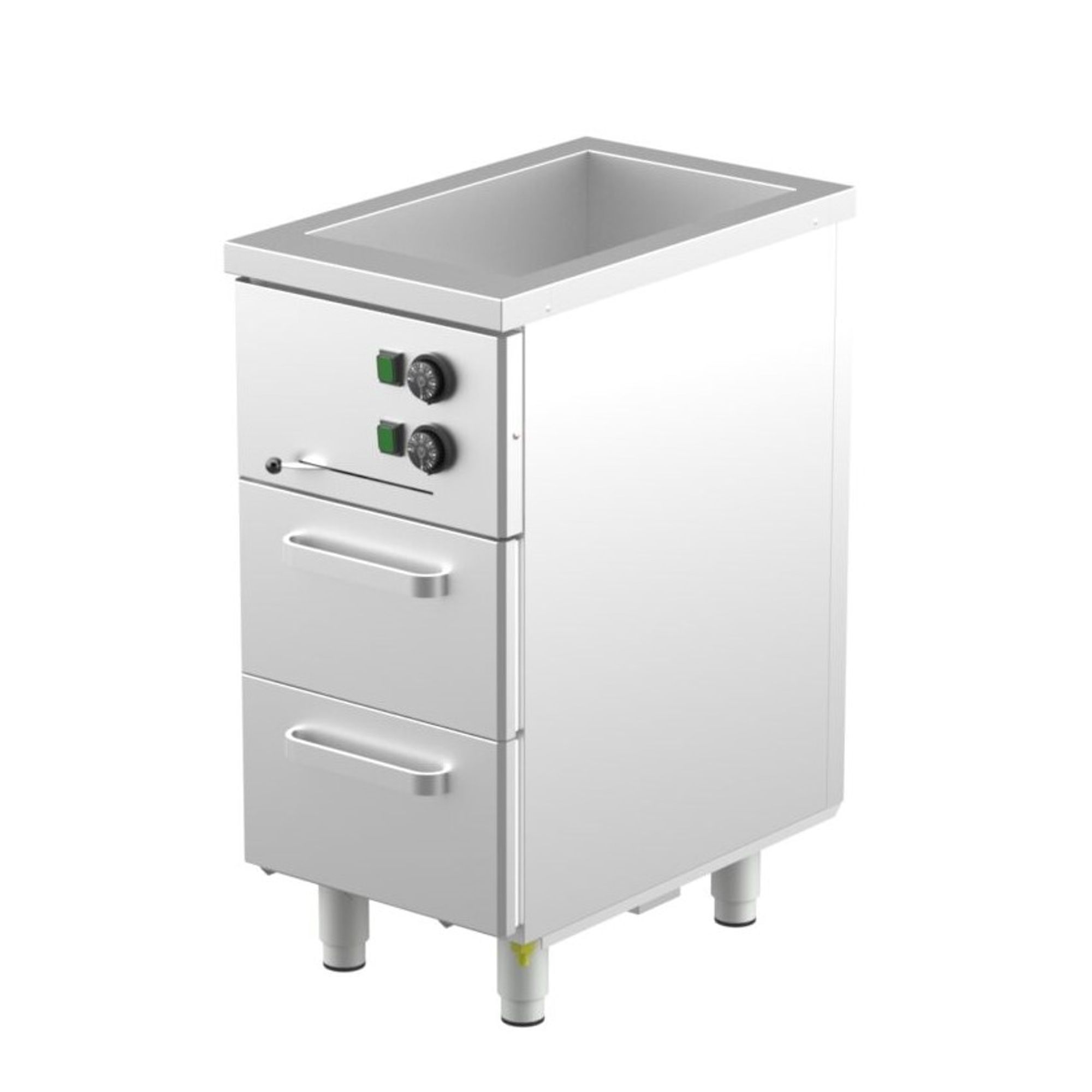 Warming cabinet with water bath, 2 drawers with frame for GN 1/1 200mm