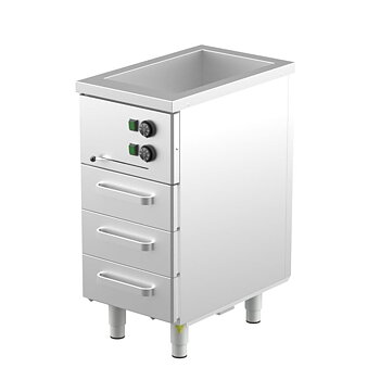 Warming cabinet with water bath, 3 drawers with frame for GN 1/1 150mm