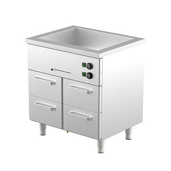 Warming cabinet with water bath, 4 drawers with frame for GN 1/1 200mm