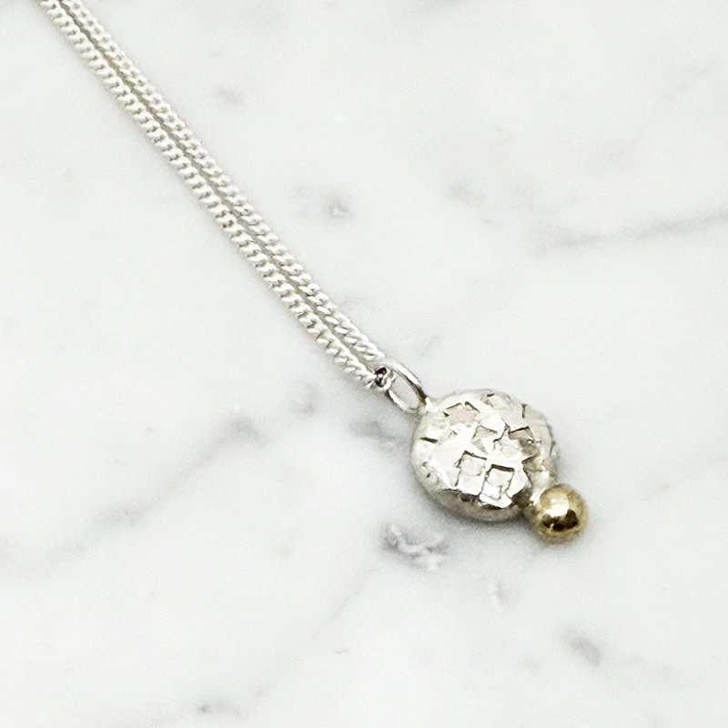 Halsband MELTED silver/14k guld - 3