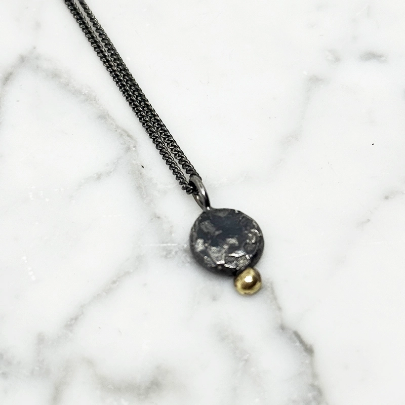 Halsband MELTED silver/14k guld - 4