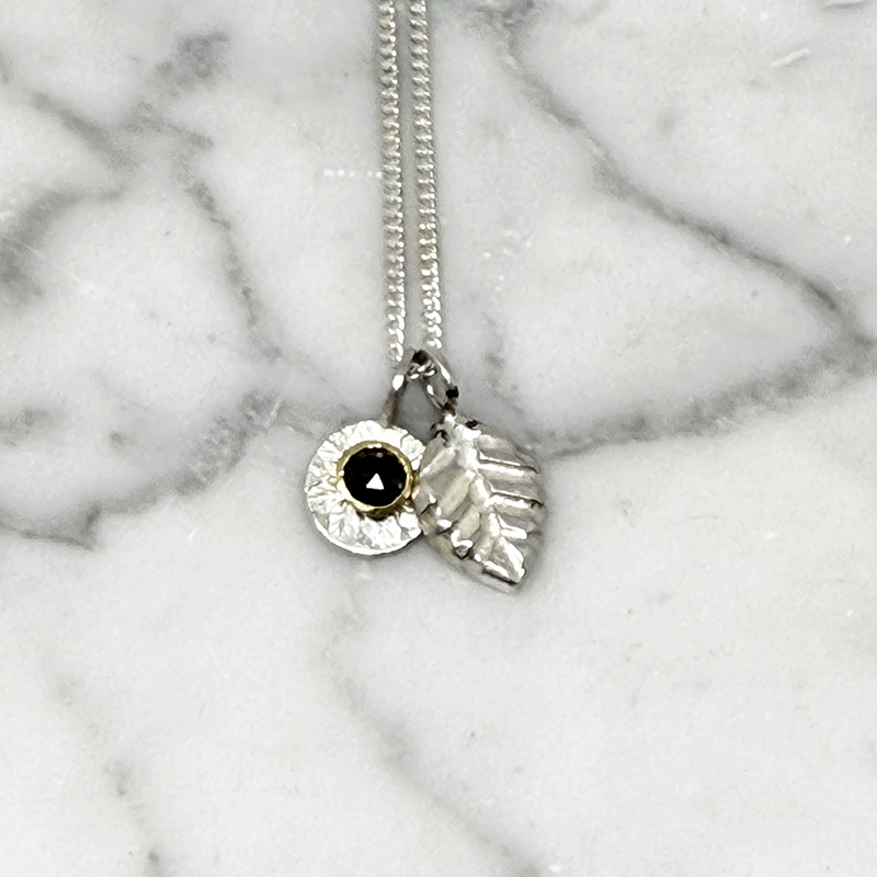 Diamond pendant DIAMONDS ARE FOREVER silver/14k gold - 2