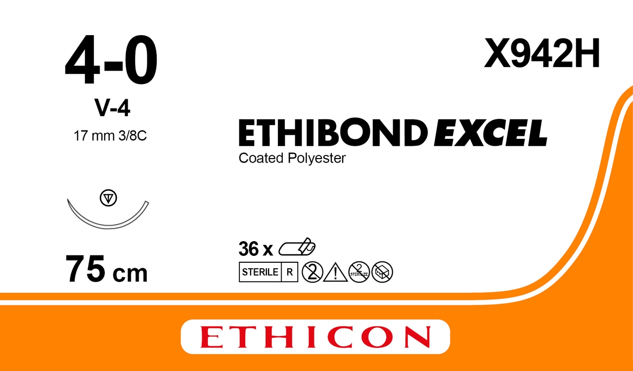 Ethibond sutur 4-0, X942H, V-4 75 cm green