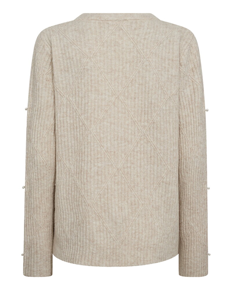 Jumper Pearly v-ringad med pärlor beige