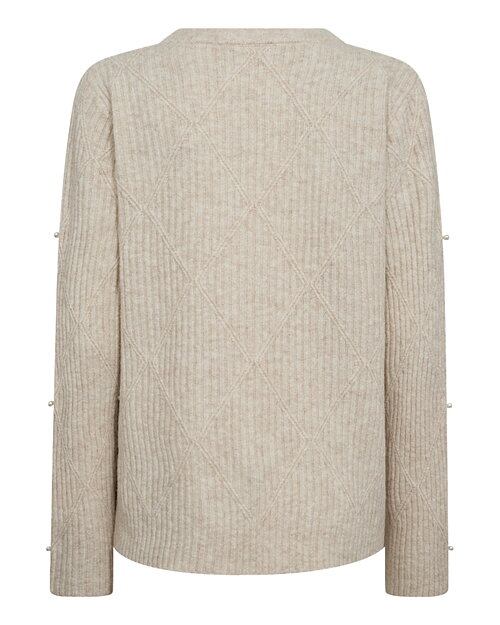 Jumper Pearly v-ringad med pärlor beige - 2